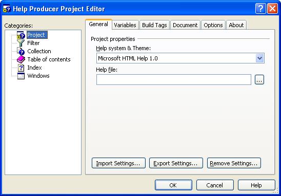 Description: Help Producer Project Editor